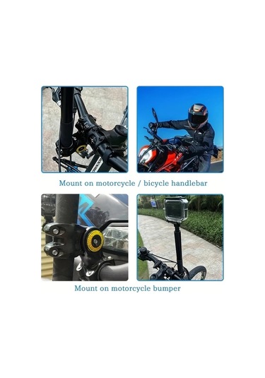Xuweiwei Suit Aluminyum Alaşımlı Motor Bisiklet Gopro Hero 12 11 Djı Insta360 X4 X3 X2 Aksiyon Kamera Askılık Monopod -
