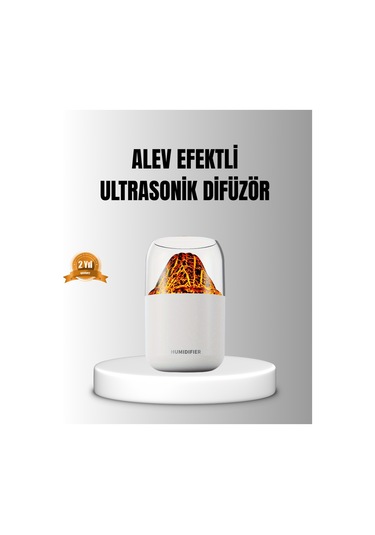 Alev Efektli Ultrasonik Uçucu Yağ Difüzörü 280ml Su Tanklı Ve Sessiz Çalışma Özellikli Çok Renkli