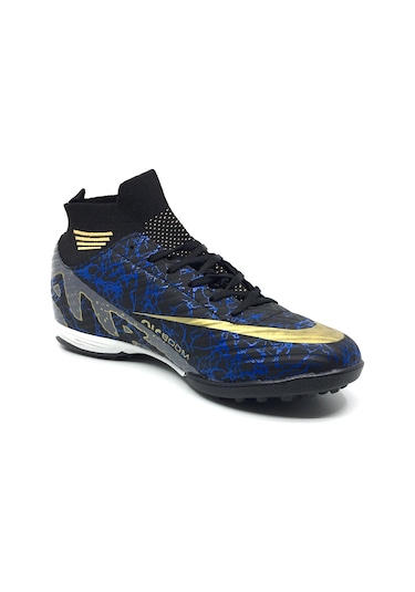 Taşpınar Laliga Erkek Günlük Büyük Numara Çoraplı Halı Saha Krampon Spor Ayakkabı 45-47 Siyah Füme Siyah - Füme