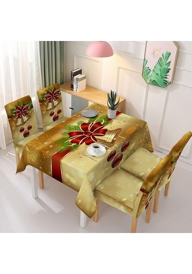 Xıxun Tek Streç Şenlikli Sandalye Sandalye Parça Örtüsü Örtüsü Noel Masa Masa Kılıfı Kılıfı Emici Dekorasyon Çan Baskılı Altın 210cm 140 Fm Altın Altın