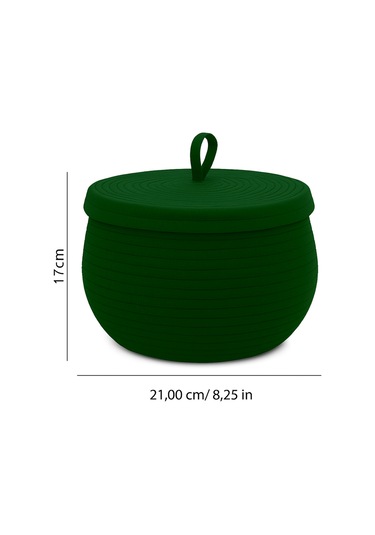 Mutfak, Banyo Ve Ev İçin Halat Hasır Sepet 17x21 Cm Kapaklı Saklama Sepeti Honeypot Yeşil