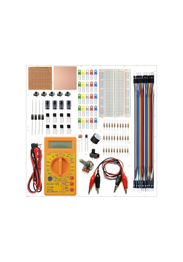 Breadboard Temel Elektronik Devre Eğitim Seti + Dt830d Multimetre