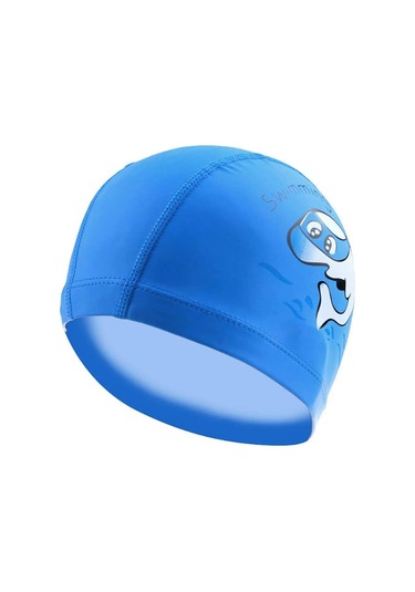 Unisex Su Geçirmez Silikon Yüzme Bone Mavi Yunus Çocuklar İçin Mavi
