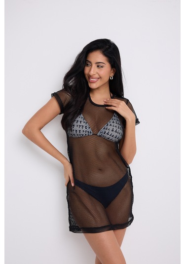 By Papi Kısa Kollu File Elbise Siyah