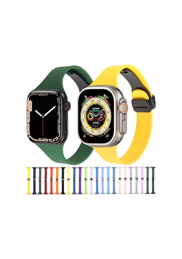iOS Uyumlu Watch Serisi 5 44mm Manyetik Toka İnce Silikon İzleme Bandı