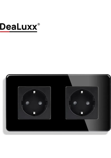 Dealuxx Cam Çerçeveli Siyah Çift Prizli Priz 398340754