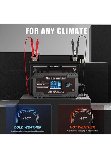 Mufunye Endüstriyel Tarzda 12v 24v Agm Şarj Cihazı - 8a Motosiklet Ve Araç Aküsü İçin Tam Otomatik Şarj Gümüş