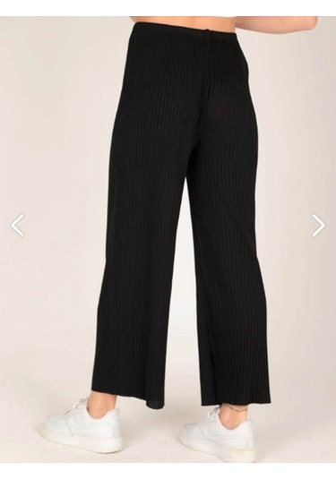 4'lü Likralı Bol Paça Rahat Kadın Pijama Altı Tek Alt Pijama Altı Siyah