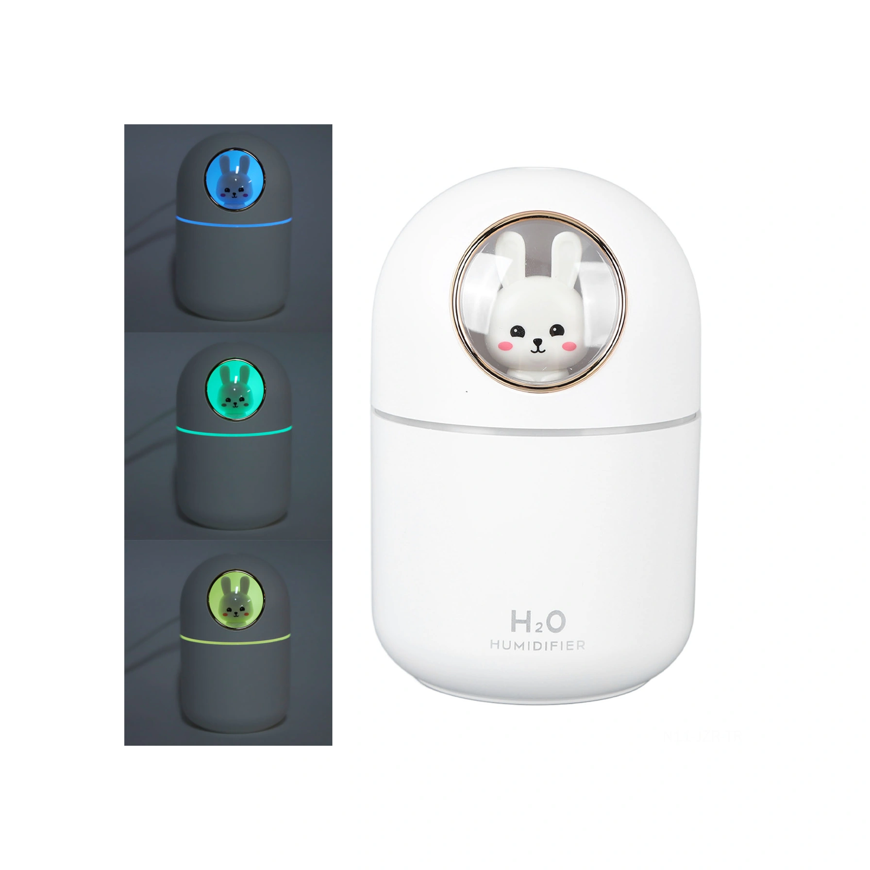 Geeroyoo Küçük Tavşan Desenli Usb Nemlendirici 300ml - Otomatik Kapanma, Süper Sessiz, Renkli Işık Ve Aromaterapi Fonksiyonu İle Ev, Ofis, Araba Kullanıma Uygun Beyaz