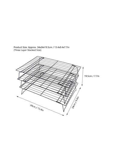 Vkemall 13 İnç Demir Üç Katlı Pasta-bisküvi Pişirme Rafı: Hızlı Soğutma, Katlanabilir Ayaklar Ve Geniş Kullanım Alanı Siyah