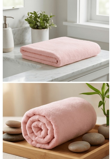 6'lı Pudra El Havlusu - 50x90 Cm, 225 Gr, %100 Pamuk, Spa Ve Otel Havlusu, Günlük Kullanıma Uygun Pudra