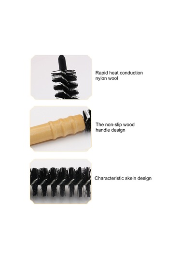 Yifomall Saç Şekillendirme Taranması İçin Ahşap Ve Naylon Kıllı Büyük Boy Yuvarlak Tarak