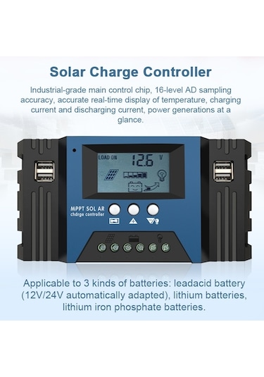 Pazly 50a Mppt Güneş Şarj Regülatörü 12/24v Auto, 4usb Çıkış, Akıllı Lcd Zamanlayıcı - Güvenli Ve Verimli Güneş Paneli Kontrol Cihazı