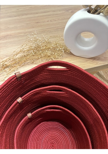 Rover Çok Amaçlı Düzenleyici Sepet, Saksılık, Organizer 3'lü Set Kırmızı