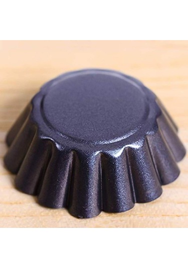 12'li Yumurta Tart Kalıbı 7,5 Cm Mini Kek Kalıbı Karbon Çelik Krep Kalıbı Siyah Diğer