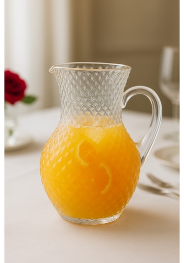 Grandora 2 Litre Şık Dekorlu Cam Sürahi Buzlu Desen, Premium Kalite