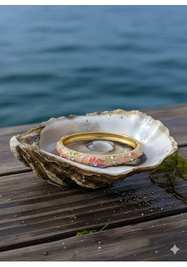 Mineli Açık Pembe Çelik Bileklik Pembe