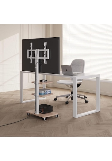 Fitueyes Tekerlekli Ve Ahşap Tabanlı Beyaz Tv Sehpası, 32-65 Inç Lcd Led Düz Ve Kavisli Ekranlar Için 189437022 Fitueyes Tekerlekli Ve Ahşap Tabanlı Beyaz Tv Sehpası, 32-65 Inç Lcd Led Düz Ve Kavisli Ekranlar Için 189437022