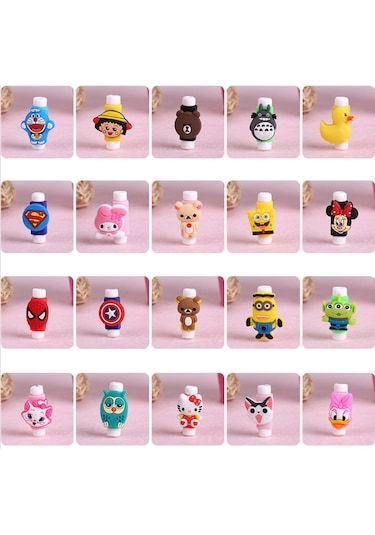 Fosenze Sevimli Hayvan Şekilli Kablo Koruyucu - 10 Adet Şarj Kablosu Kırılma Önleyici