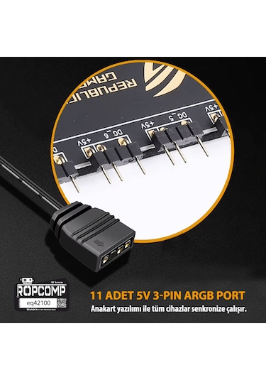 Ropcomp Argb Hub 11 Port 5v 3-pin Argb Ve Fan Hub
