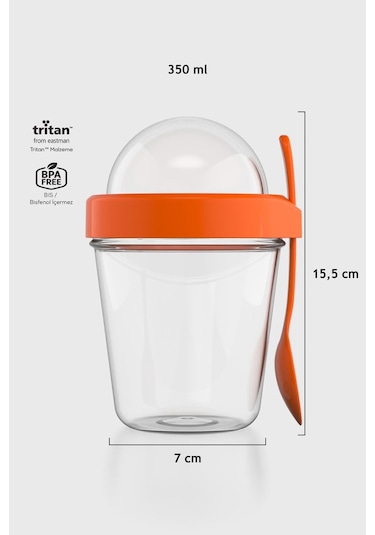 Renga Orbit 350 Ml Tritan Müsli Ve Atıştırmalık Kabı 191013 Turuncu