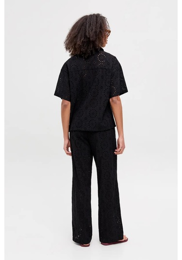 Jjxx Kadın Jxmıllıe Dantel Detaylı Elastik Bel Bantlı %100 Pamuk Pantolon 12271700 Siyah Siyah