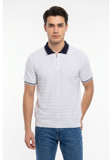 Baglan Erkek Spor Polo Yaka Triko Tişört Bgl-st05372 Beyaz