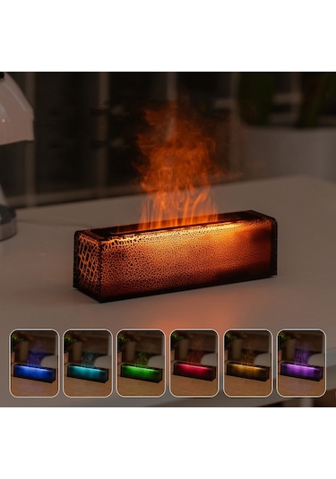 Sones Lava Flame Aromaterapi Makinesi Renkli Işıklı Hava Atomizeli Nemlendirici, Model: Dq709 Pro Siyah