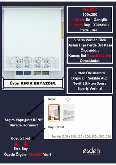 Lazer Stor Perde - Otantik Desen - Kalın Mat Model Beyaz