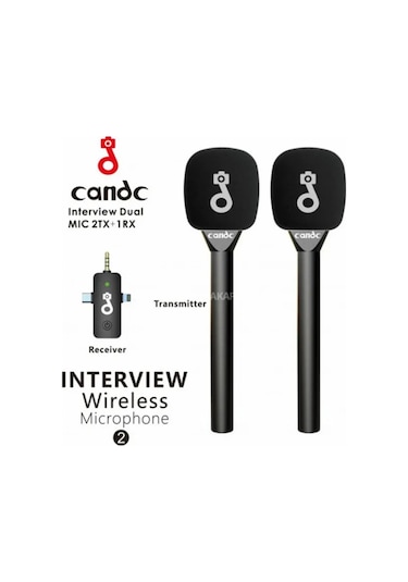 Çift Mikrofonlu Profosyonel Kablosuz Yüksek Kaliteli Ses Kaydı Röportaj Mikrofonu