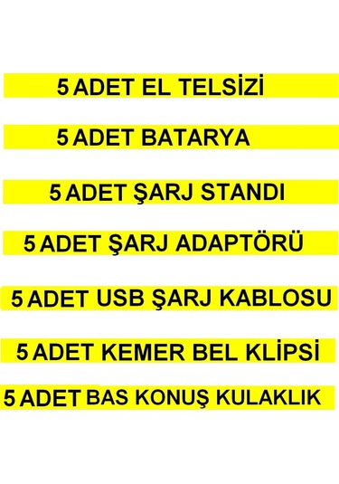 5 Telsiz+5 Kulaklık Pmr 446 Türkçe Konuşan El Telsizi