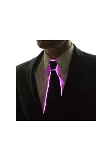 Tenfowee Mor Led Işıklı Kravat - Bar Ve Parti Atmosferi Dekoru, Poyester, Boyutu Ayarlanabilir, 480mm Uzunluk