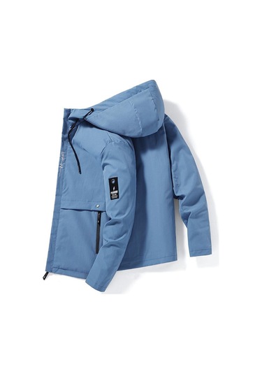 2023 Erkek Ceket Gençlik İlkbahar Ve Sonbahar Ceket Erkek Sonbahar Rahat Kapüşonlu Sonbahar Ceket Mavi