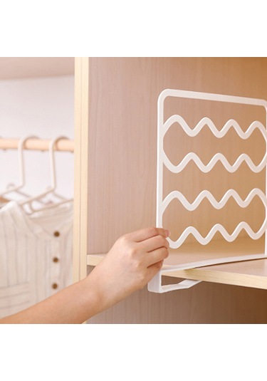 Konesam Beyaz Pprahat Kurulumlu Dolap Bölücü Raf Ayırıcısı - Çanta, Kazak, Battaniye Organize Et - 2.2cm'den İnce Raf İçin - 1 Adet Beyaz