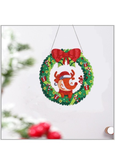 Ranyeek Noel Gül Simidi 30x30cm, Diamond Dıy Seti, Yıldız Taşlı Süs, Dz676 Modeli