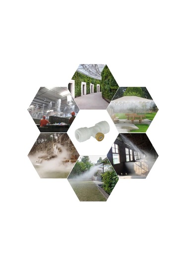 10 Adet T Ve Fişli Sisleme Nozulları 1/4 İnç Sisleme Nozulları Seti Bahçe Açık Hava Veranda Soğutma Sistemi İçin Pirinç Sisleme Nozulları Beyaz