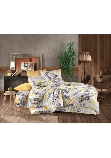 Evlen Home Chery %100 Pamuk Nevresim Takımı Çift Kişilik 4 Parça Bej