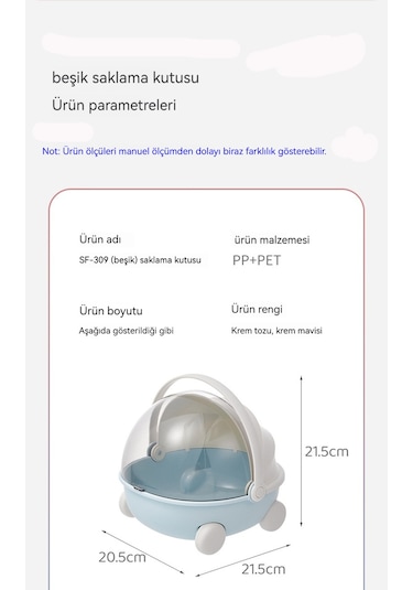 Ev Sevimli Kutu Masaüstü Çeşitli Saklama Kutusu Mavi 2l