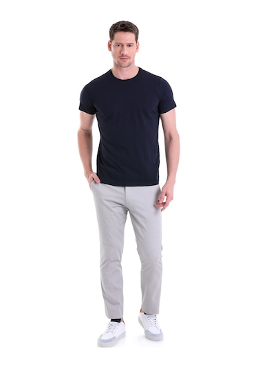 Hatemoğlu Regular Fit Pamuk Bisiklet Yaka Düz Erkek Tişört Lacivert