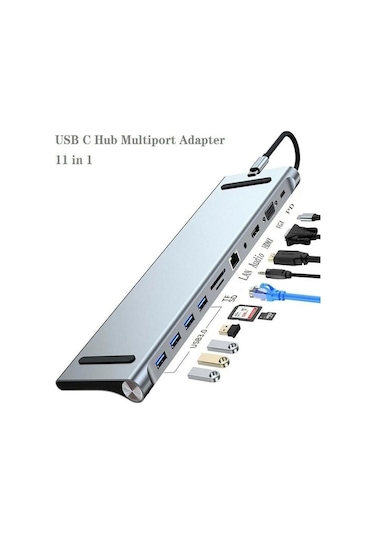 11/12-in-1 Type C Dock Usb C Hub 3.0 Splitter Çoklayıcı 4k Rj45 Sd/tf Vga Hdmı Uyumlu Dizüstü Bilgisayar