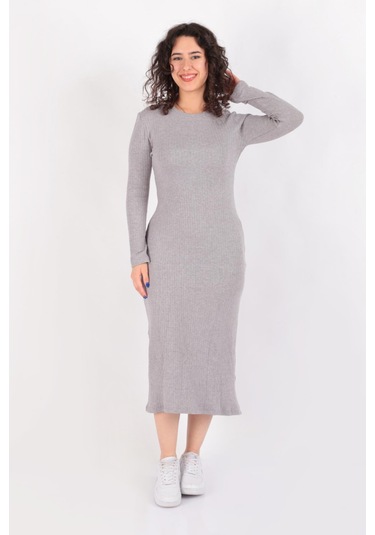Busem W0011297 Kadın Elbise Gri Melanj