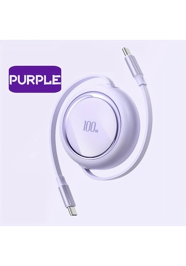 Elmpaly Mor Profesyonel 100w Type-c Şarj Kablosu - Kompakt Taşınabilir Üç Renk Seçeneği