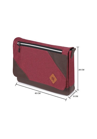 Strong 15.6 İnch Laptop Bölmeli Omuz Askılı Postacı Çantası Kft03 Bordo Çok Renkli