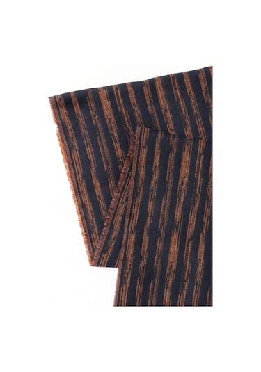 Ac&Co / Altınyıldız Classics Erkek Lacivert - Turuncu Desenli Atkı Lacivert - Turuncu