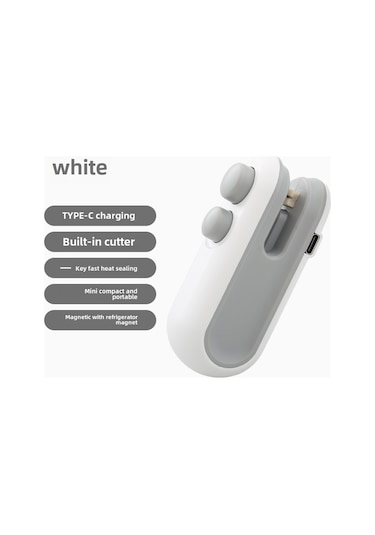 Reedark Ev İçin Mini El Basma Poşet Kapama Aleti - Plastik Poşetleri Güvenli Ve Taze Tutmak İçin Kompakt Kapama Makinesi Beyaz Beyaz