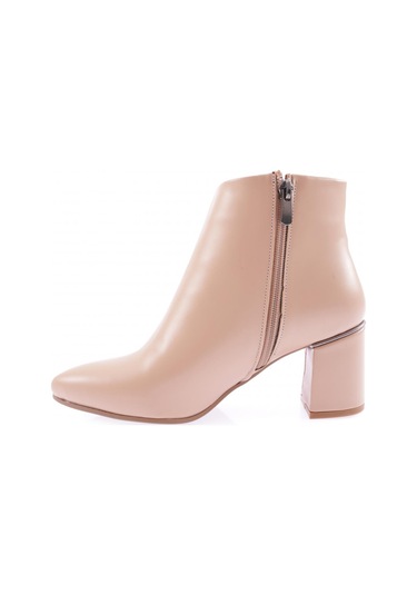 Dgn 111-2164 Kadin Fermuarli Topuklu Kisa Bot 111-2164-R12632 Ten Rengi