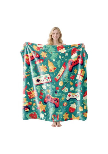 Noel Fral Küçük Battaniye Festival Atmosferi Pratik Kullanım-mt-flr-207 150 100 Yeşil