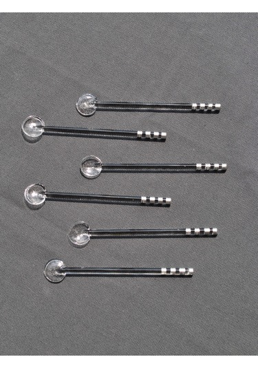 6'lı Gümüş Simli Cam Çay Kaşığı