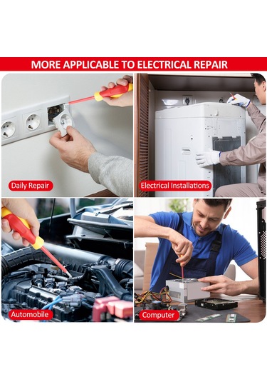 Wezone Penggong 8'li İzole Tornavida Seti: 4 Phillips + 4 Düz Uç, Çelik-trp-pp Malzeme, 9715 Modeli, Kırmızı+sarı Kutulu