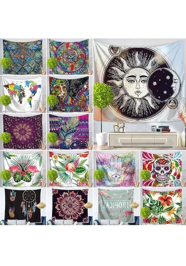 Pazly Yoga Ve Tasarım Şık Şalı Renkli Plaj Oturma Odası İşi İçin Halısı Goblen El Duvar Dekoru, Bohem Battaniyesi - Gv